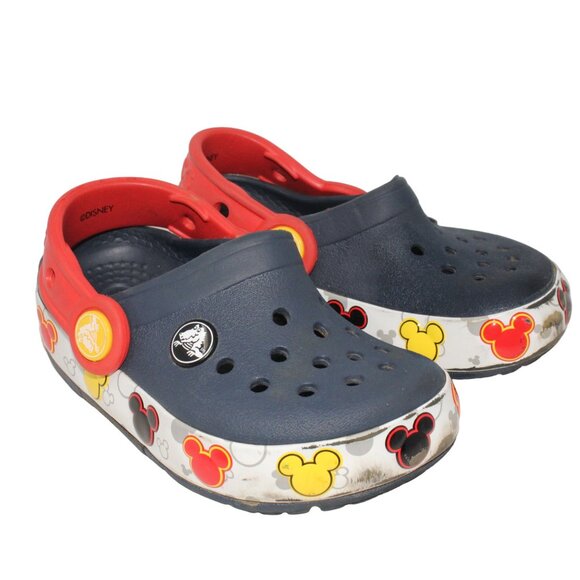 Crocs Fun Lab Mickey Lights Clog Sz C 7 Navy Red Kids Preschool Sandals Disney - Picture 2 of 9